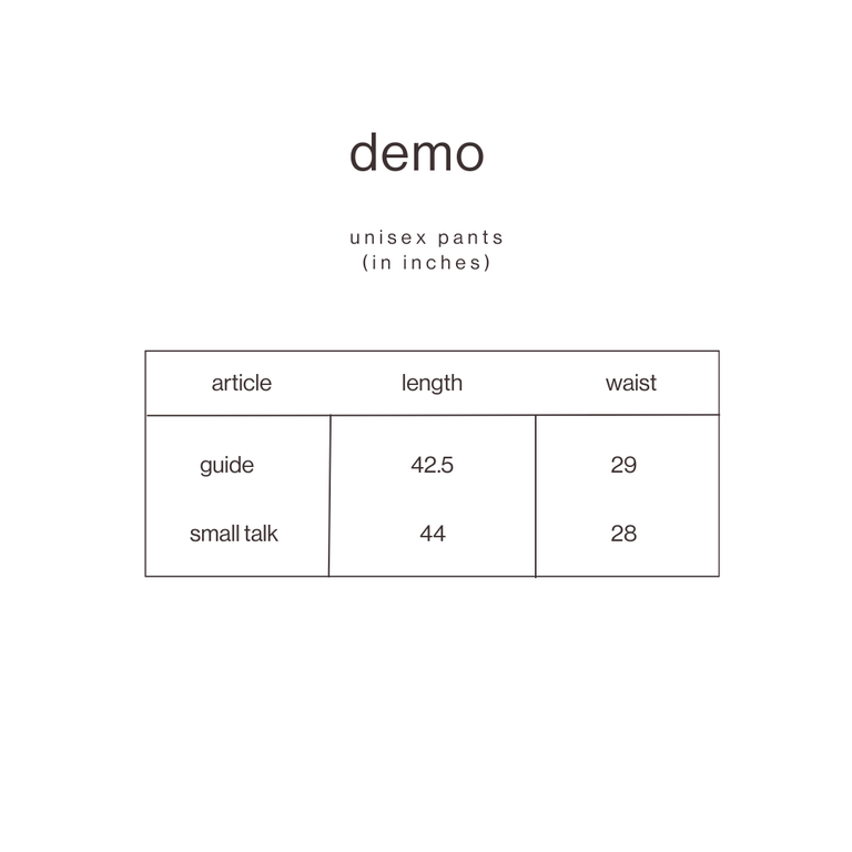 Size Guide for Beige Small Talk Pants