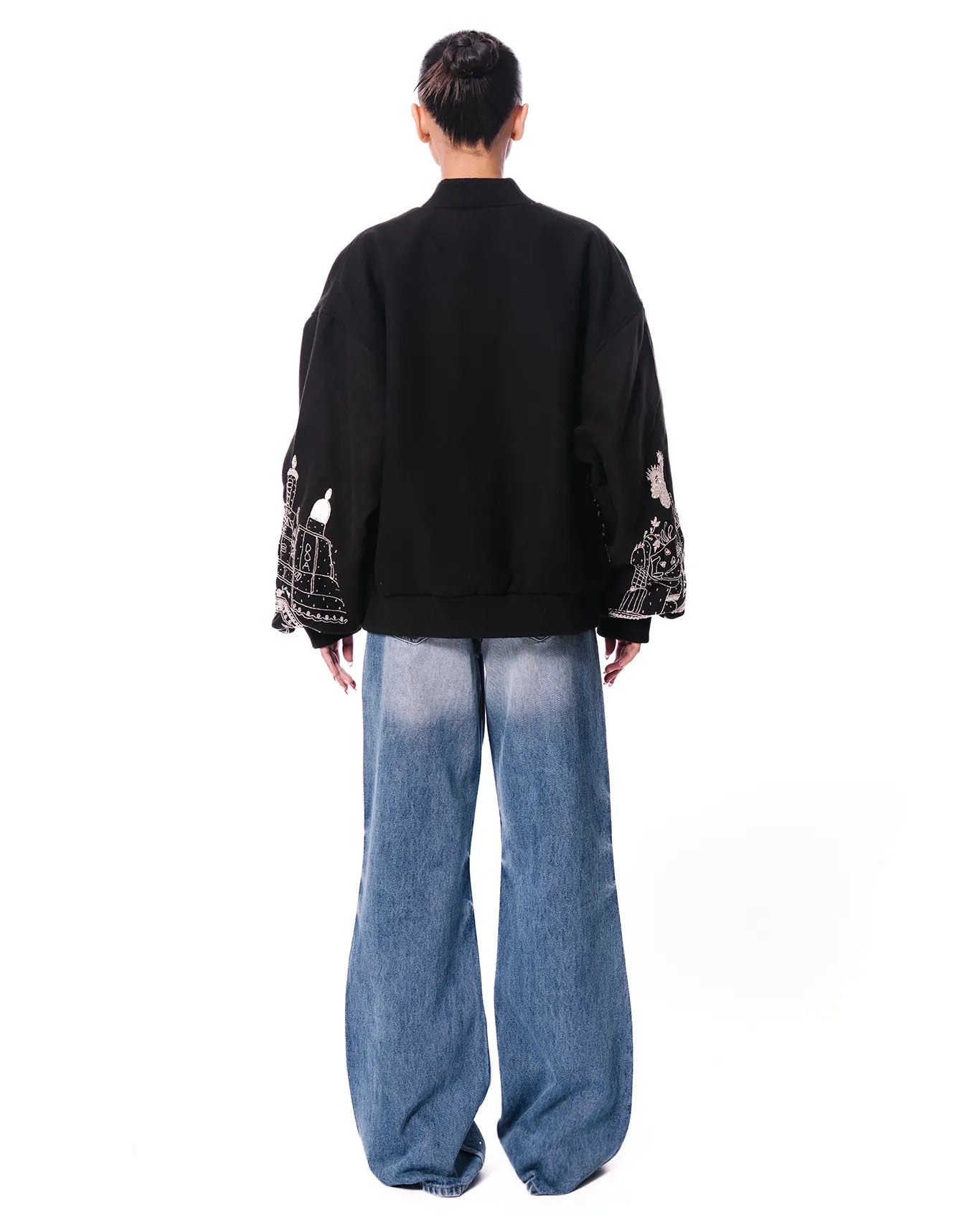 dreams of arthur black nyc skyline bomber cult store pakistan hand embroidered streetwear