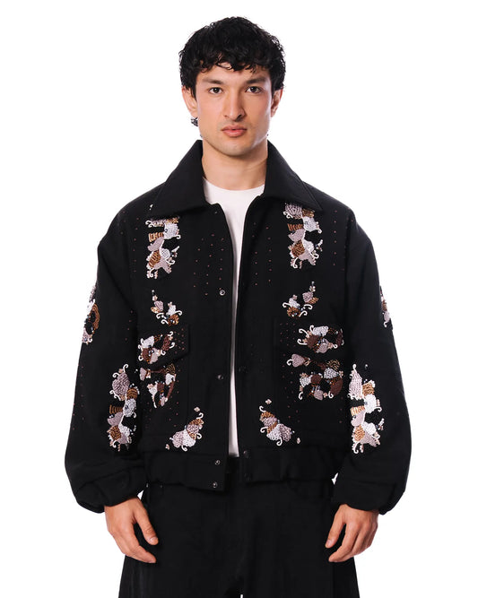 Dreams of Arthur Black French Knots Jacket Cult Store Pakistan Luxury Outerwear