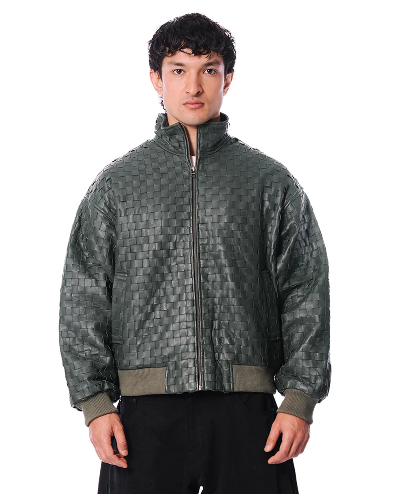 Dreams of Arthur Green Green Braided Leather Jacket - CULT - haider