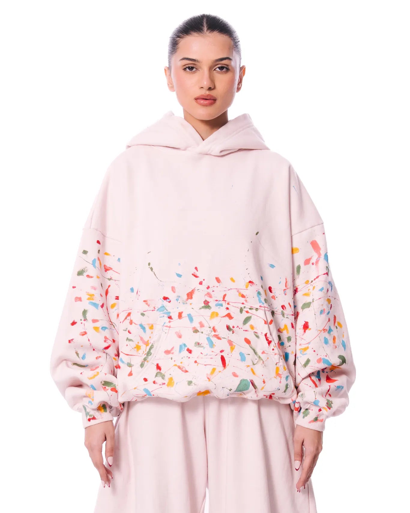 dreams of arthur pink hand painted hoodie designer sweat set 