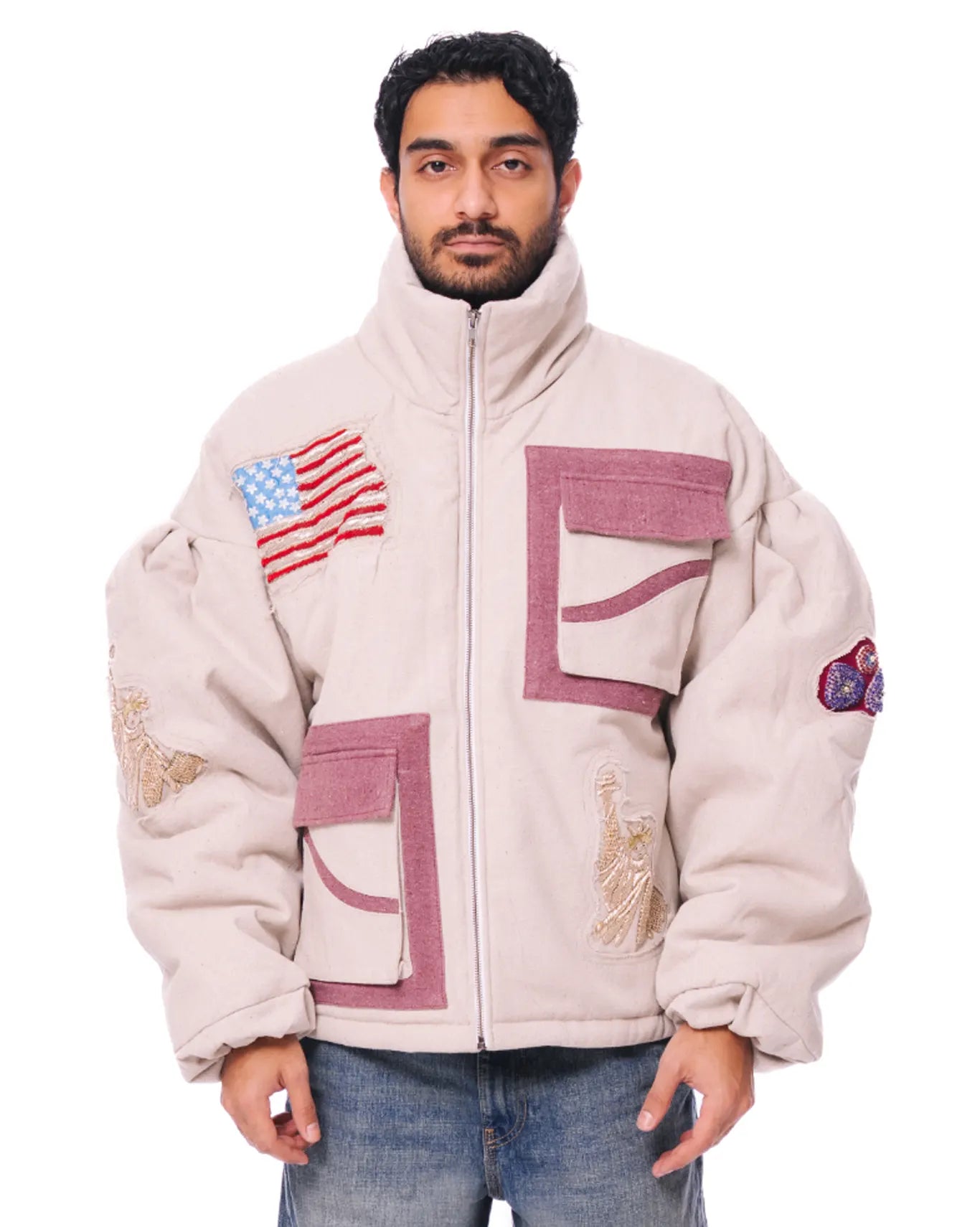 Dreams of Arthur White White Poofy Embroidered Puffer - CULT - haider