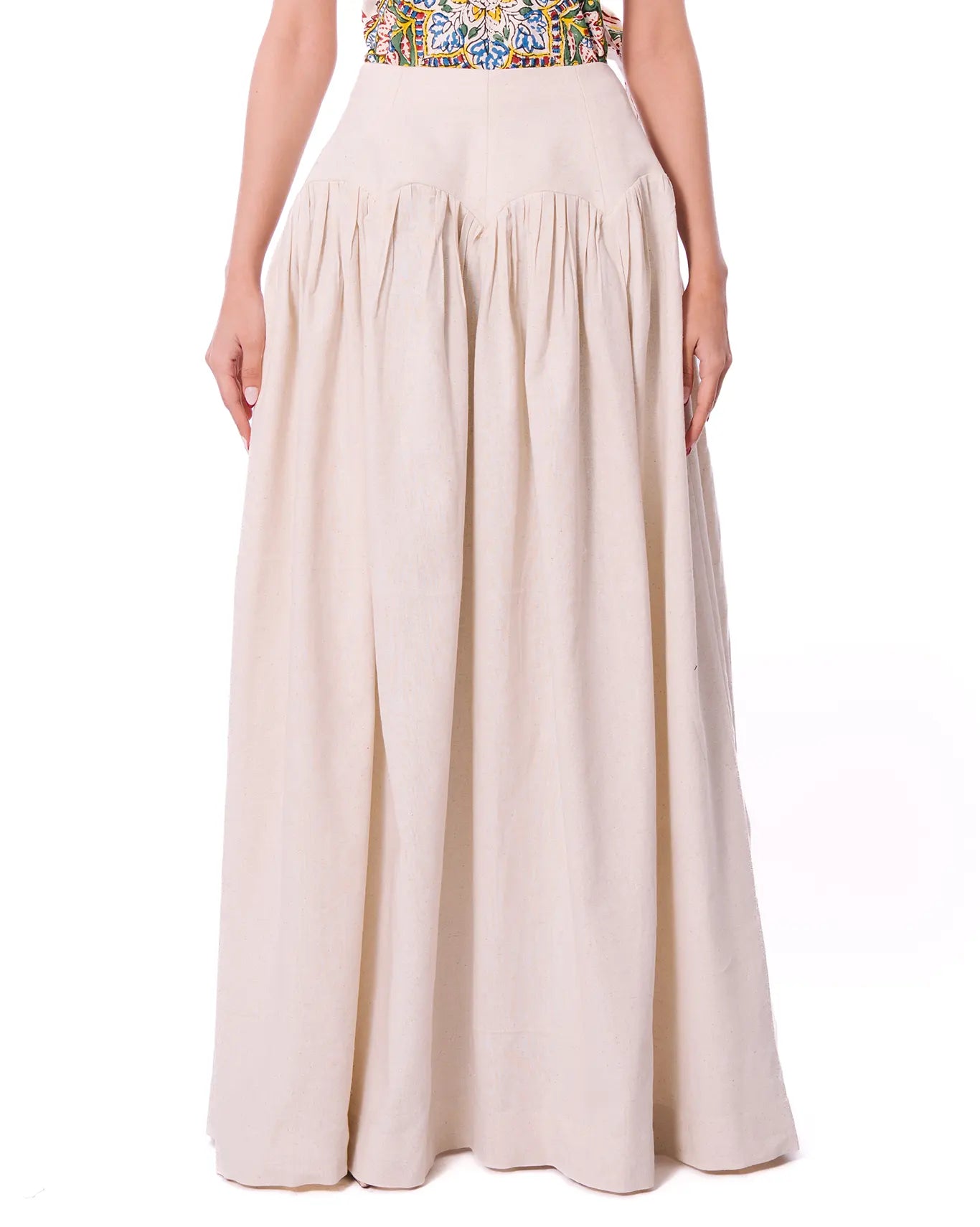 fern cream paneled midi skirt cult store pakistan