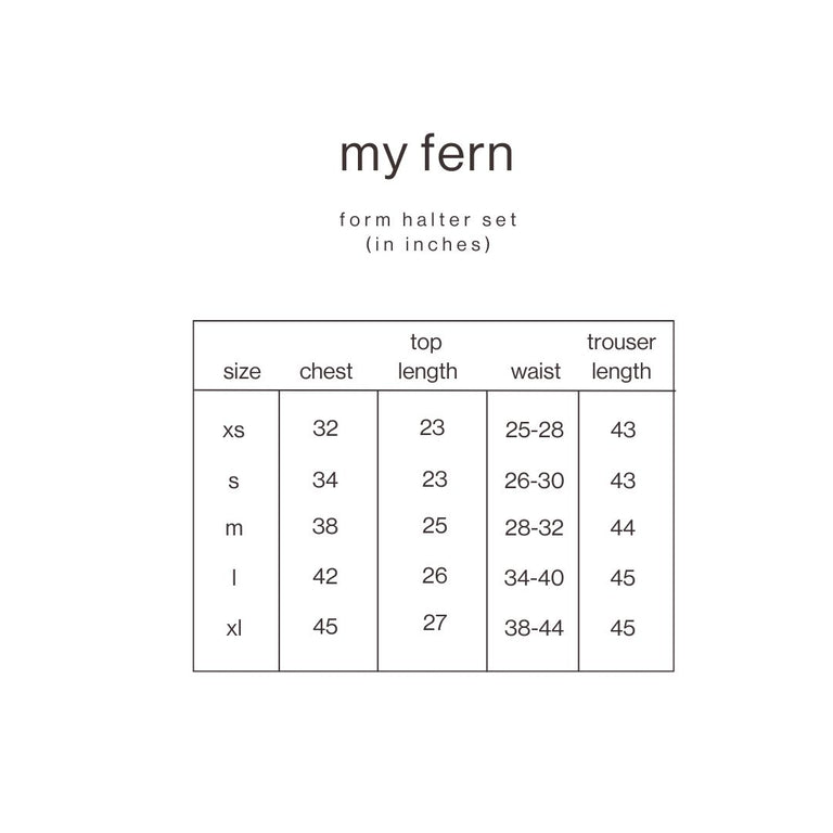 Size Guide for White Form Halter Set