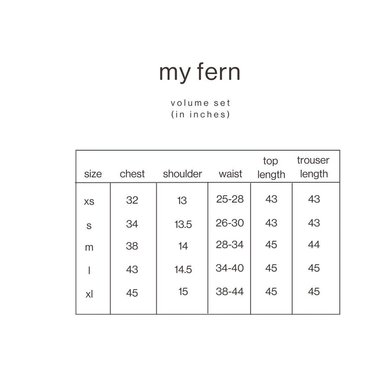 Size Guide for Black Volume Set