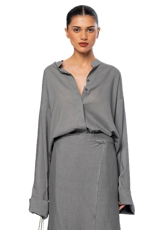 Grey Relaxed Button Down