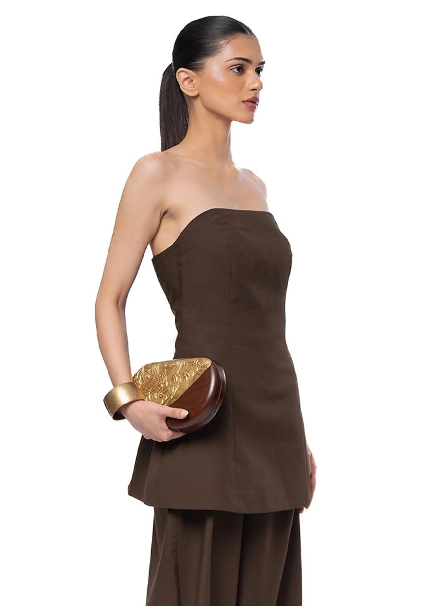 Fern Brown Brown Tailored Panelled Top - CULT