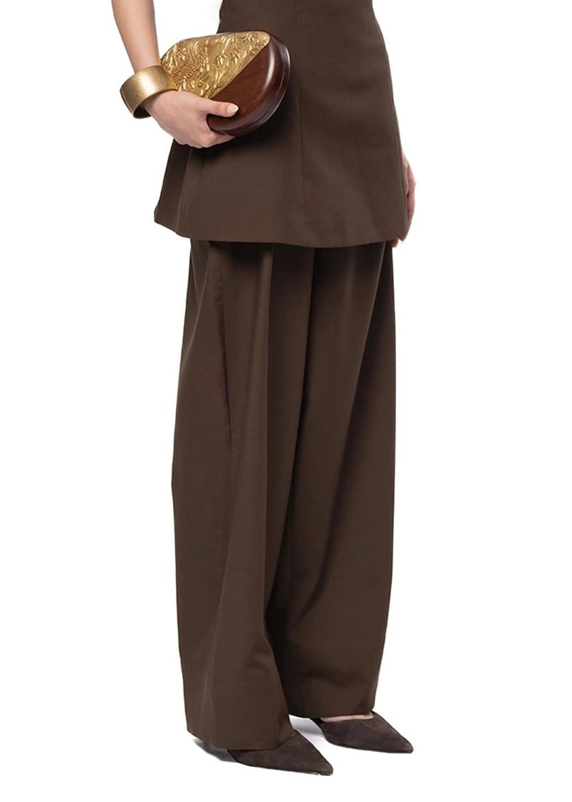 Fern Brown Brown Pleated Tailored Trousers - CULT - haider