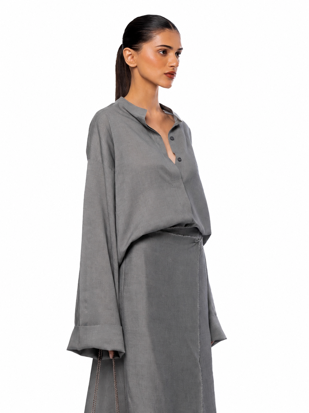 Fern Grey Grey Relaxed Button Down - CULT