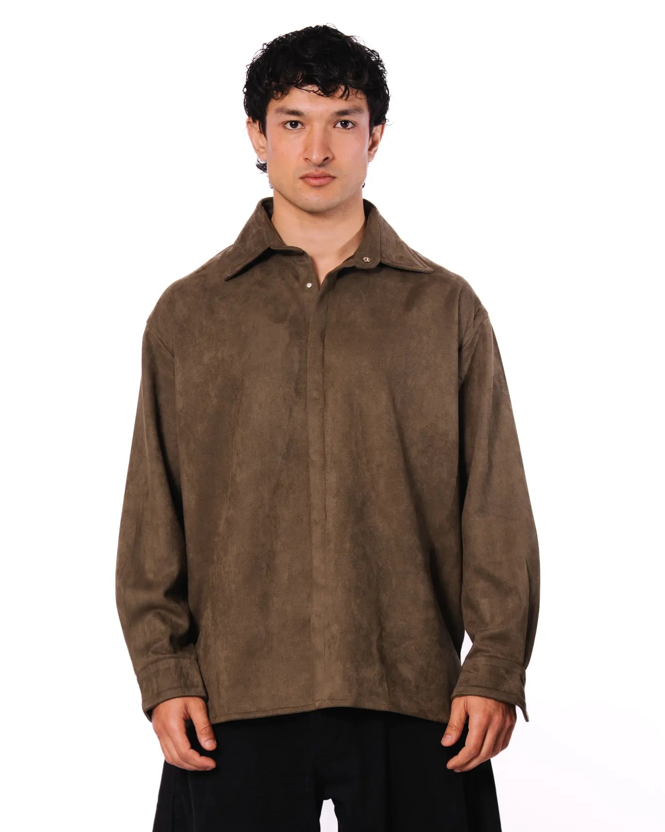 Koyo Olive Suede Button Down - CULT - haider