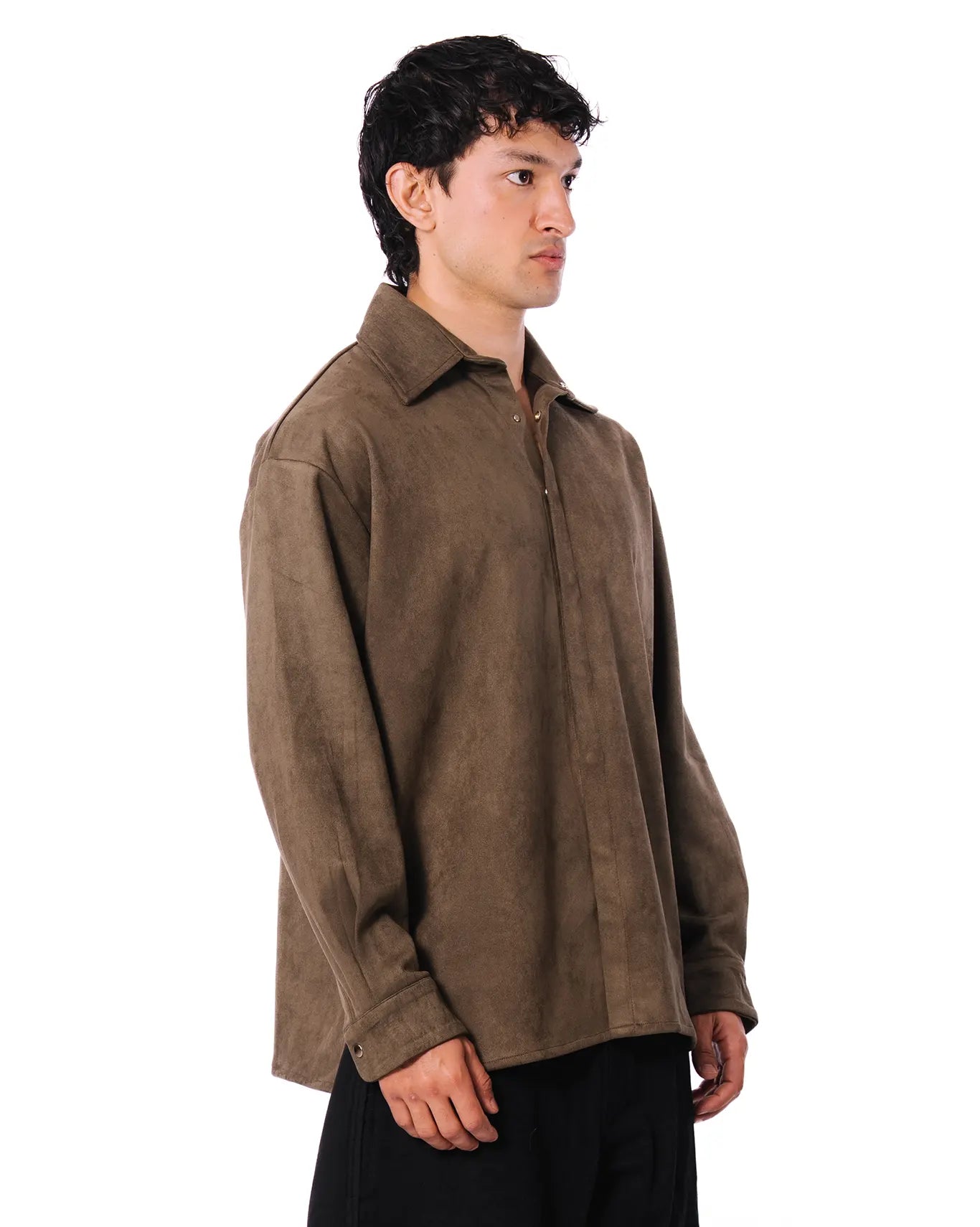 Koyo Olive Suede Button Down - CULT - haider