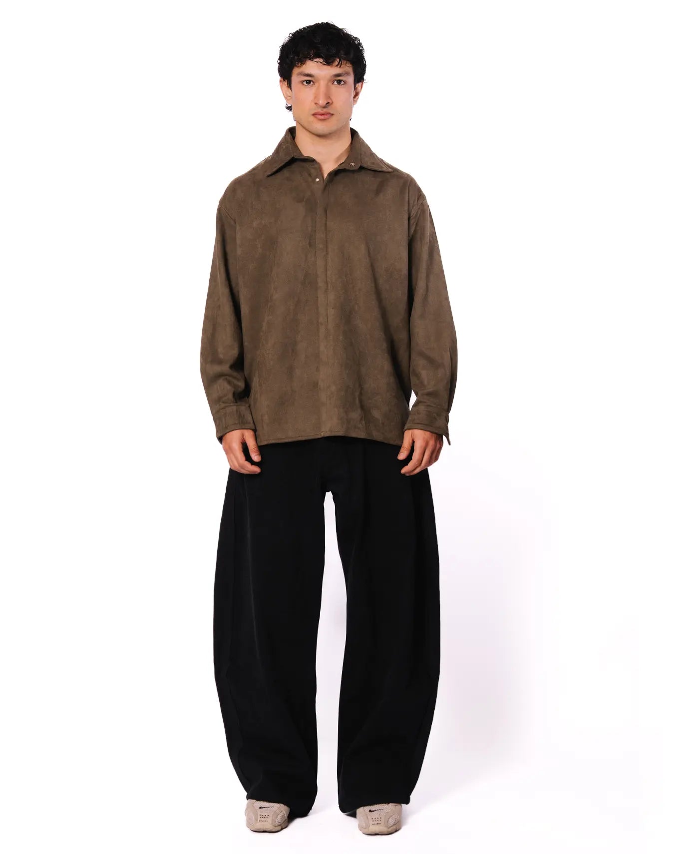 Koyo Olive Suede Button Down - CULT - haider