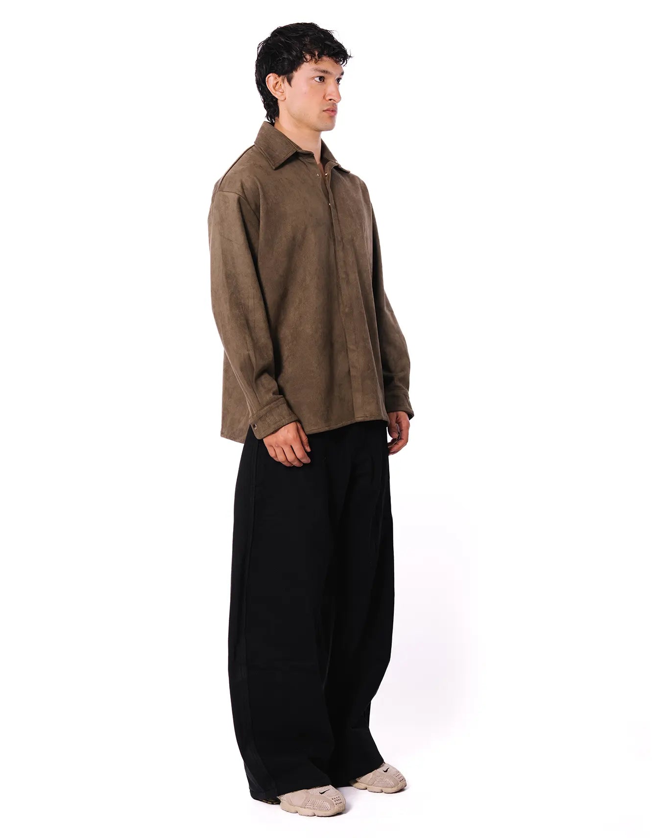 Koyo Olive Suede Button Down Shacket Cult Store Pakistan