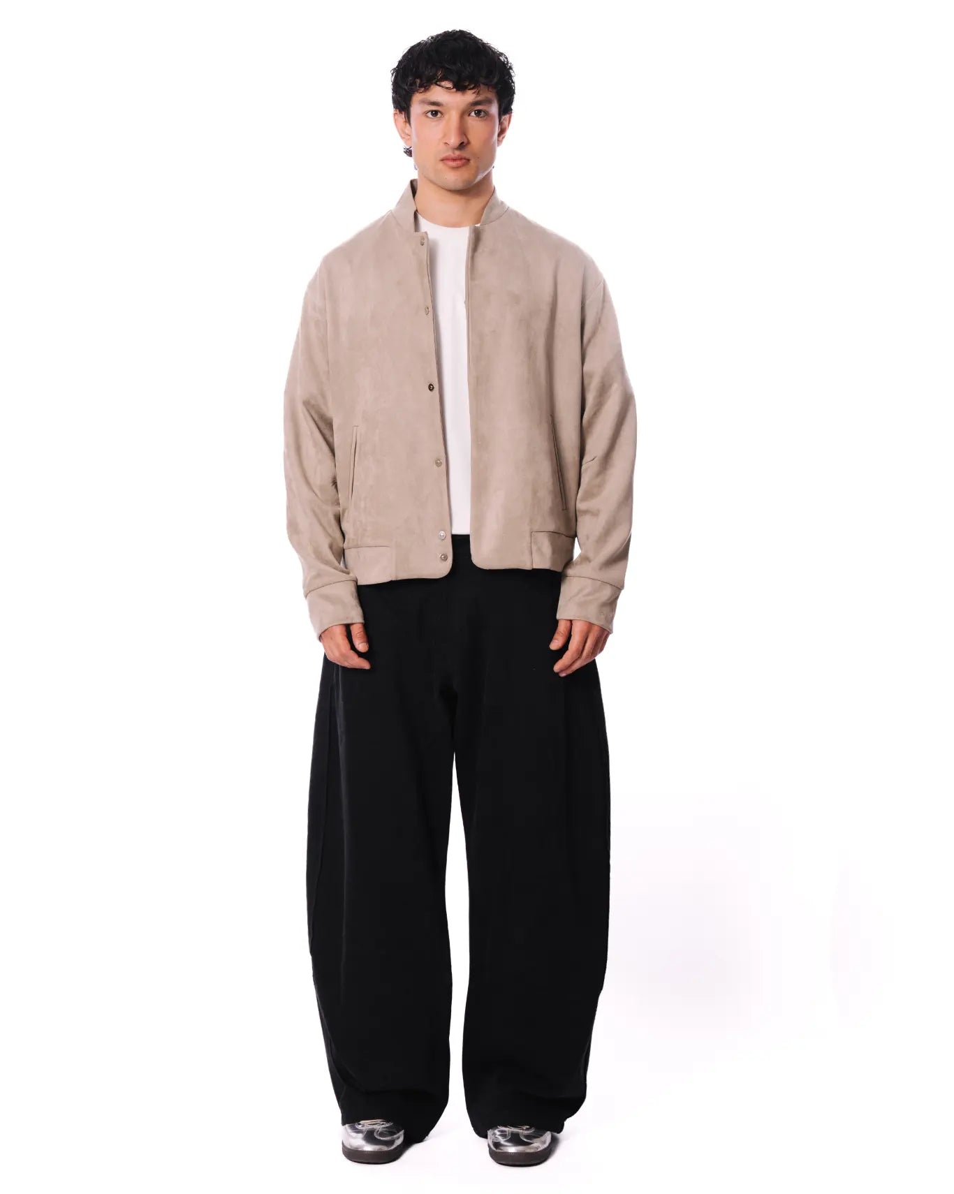 Koyo Grey Suede Varsity Jacket Silver Grey - CULT - haider