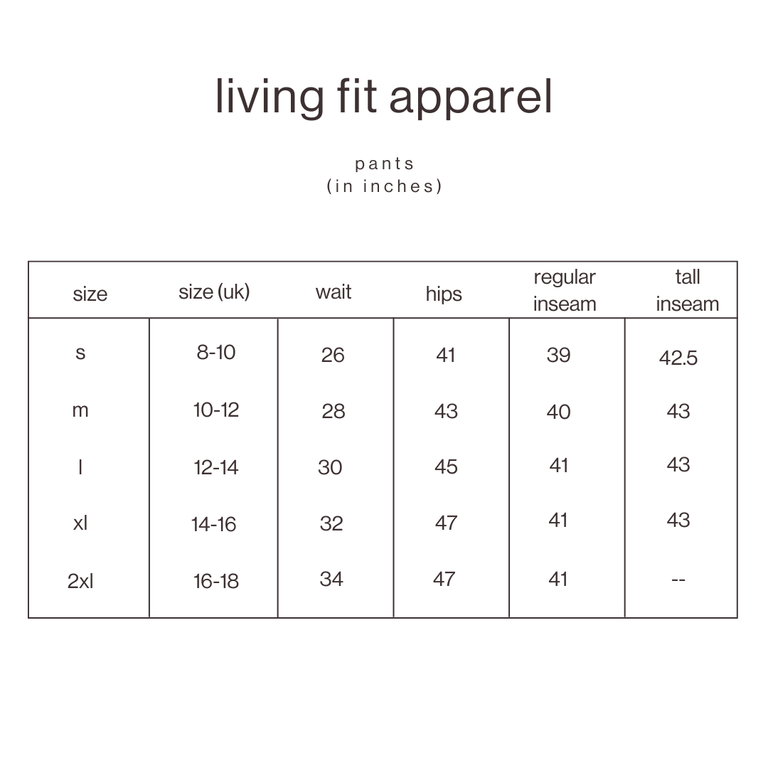 Size Guide for Black Relaxed Jogger