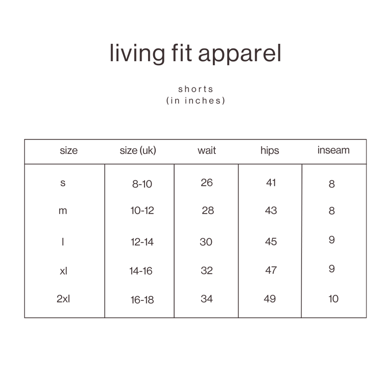 Size Guide for Black 2-in-1 Athlete Shorts