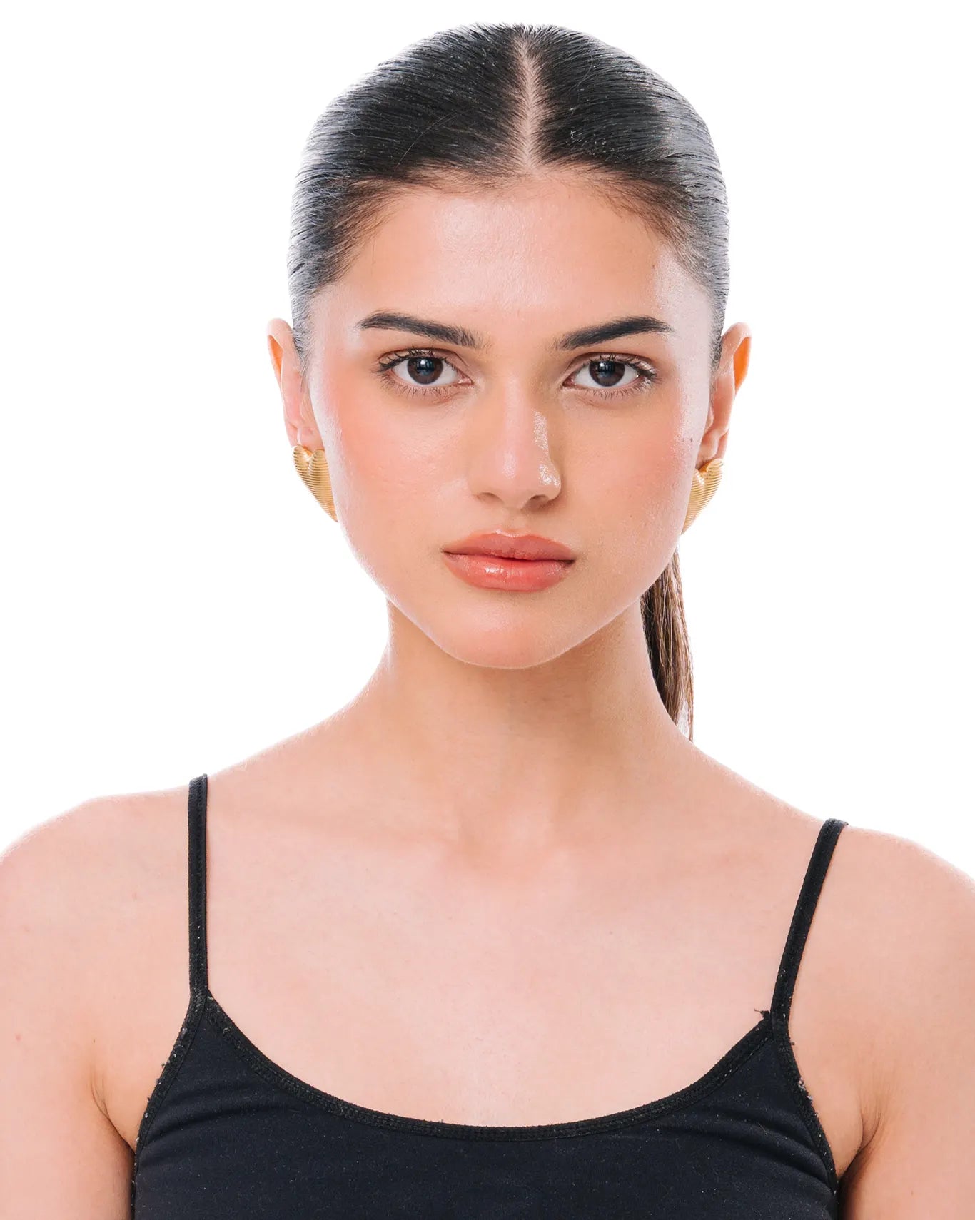 mish and co Gold Oversized Heart Studs cult pakistan