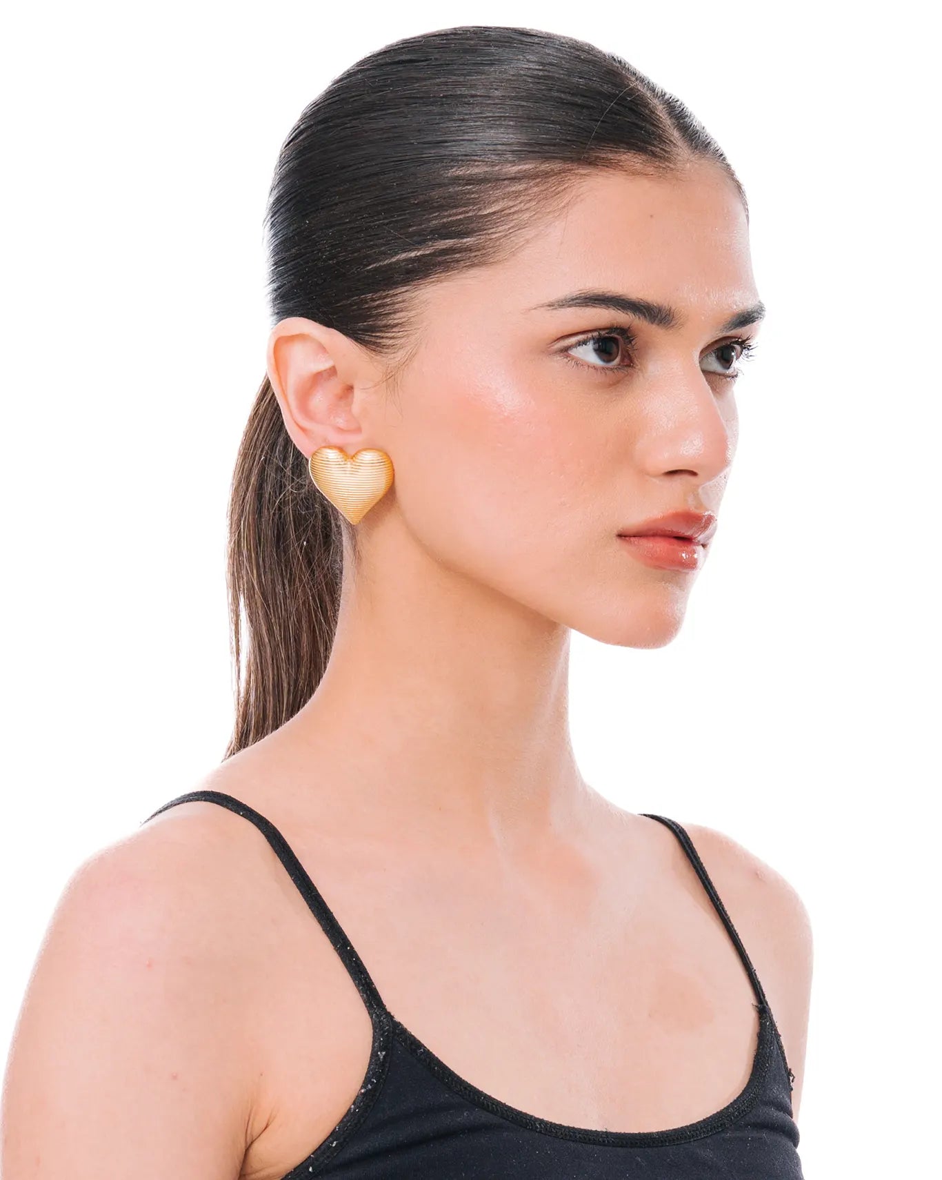 mish and co Gold Oversized Heart Studs cult pakistan