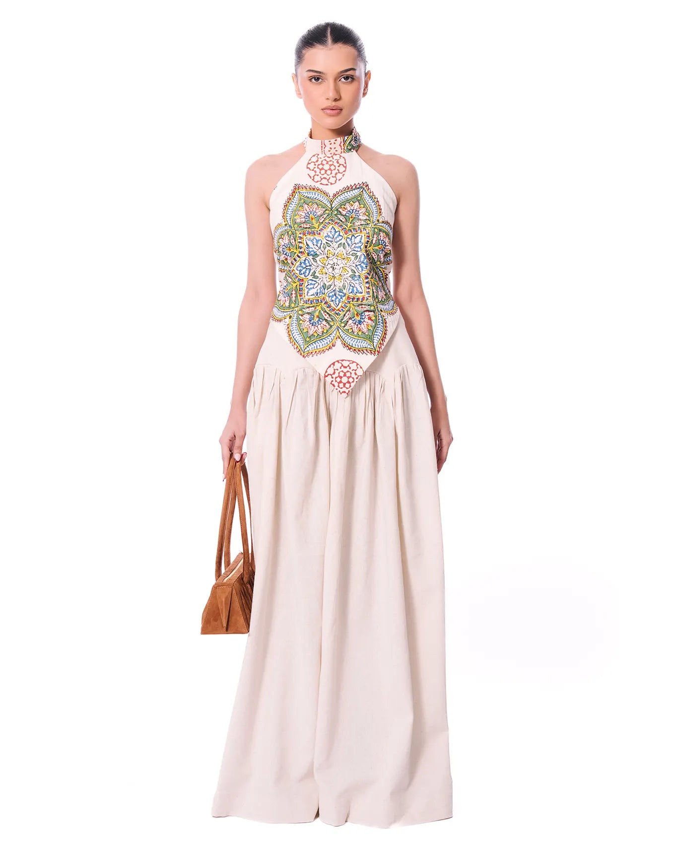 My Fern Cream Cream Paneled Midi Skirt - CULT - haider