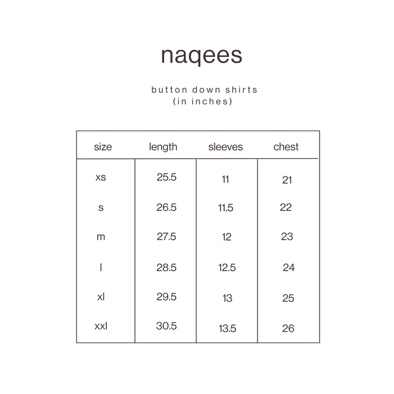 Size Guide for Off White Button Down Shirt