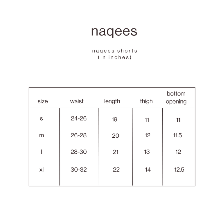 Size Guide for Purple Shorts