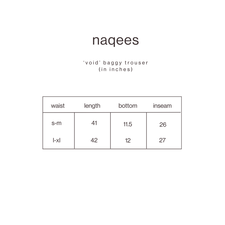 Size Guide for Black Void Black Trousers