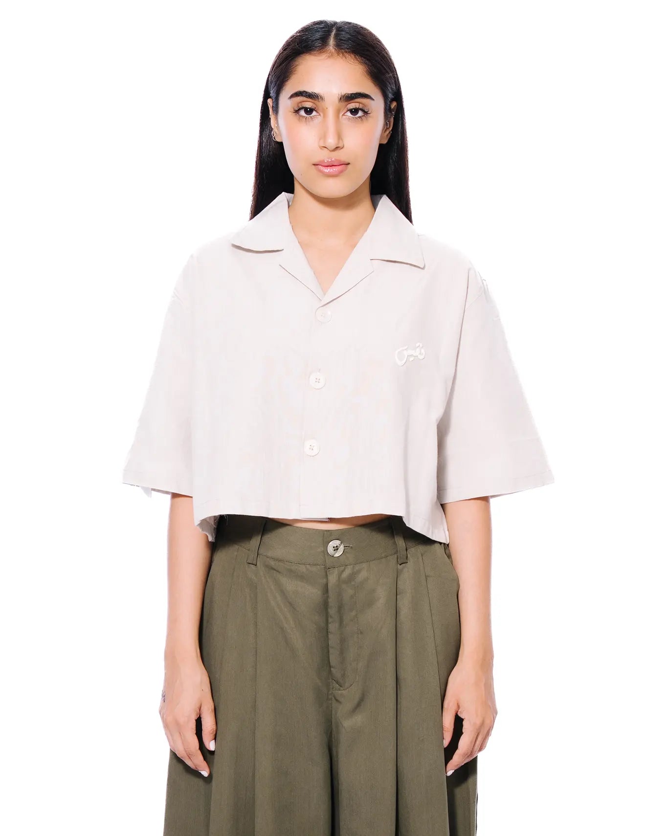 naqees beige cropped shirt cult store 1