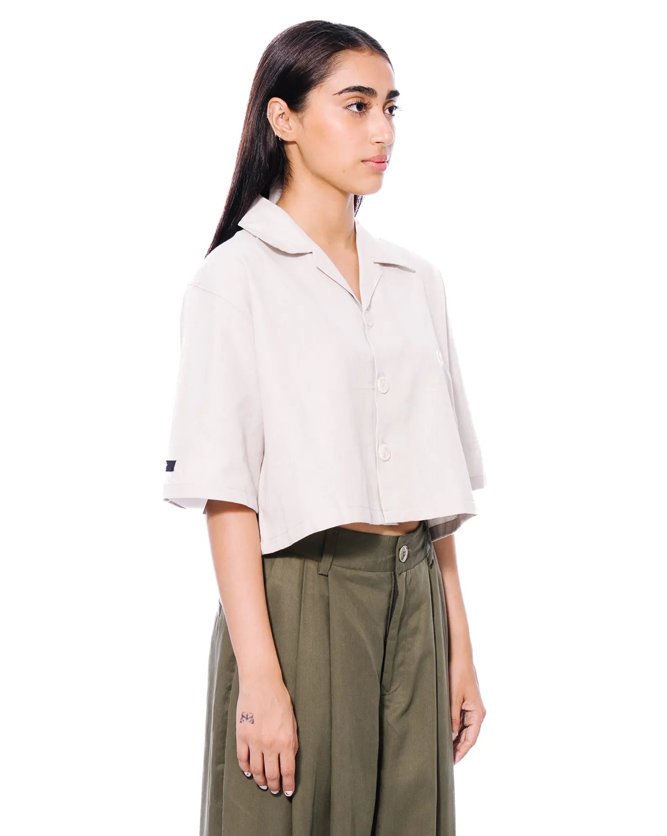 naqees beige cropped shirt cult store 2