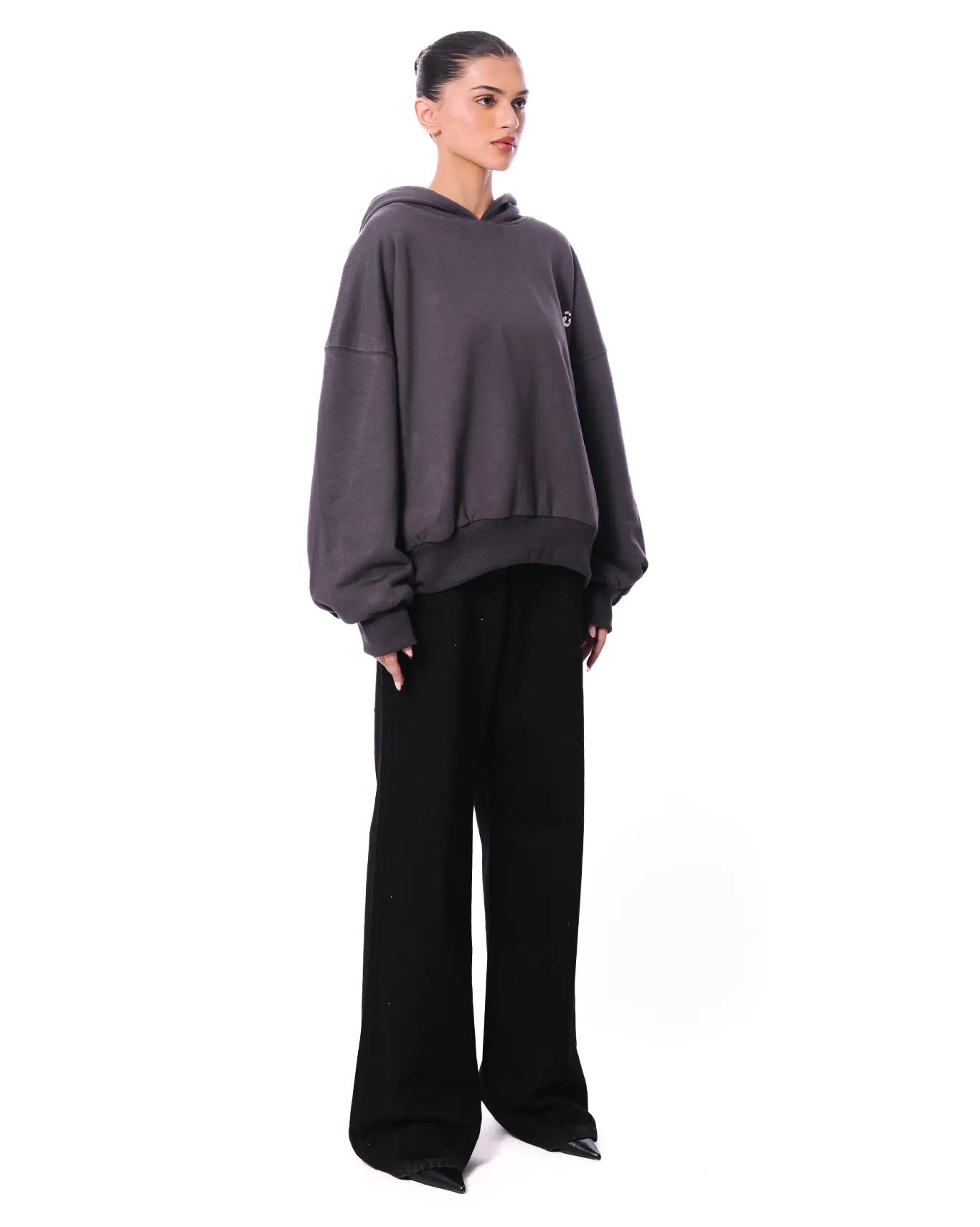 Naqees Charcoal Charcoal Reversible Balloon Hoodie - CULT - haider