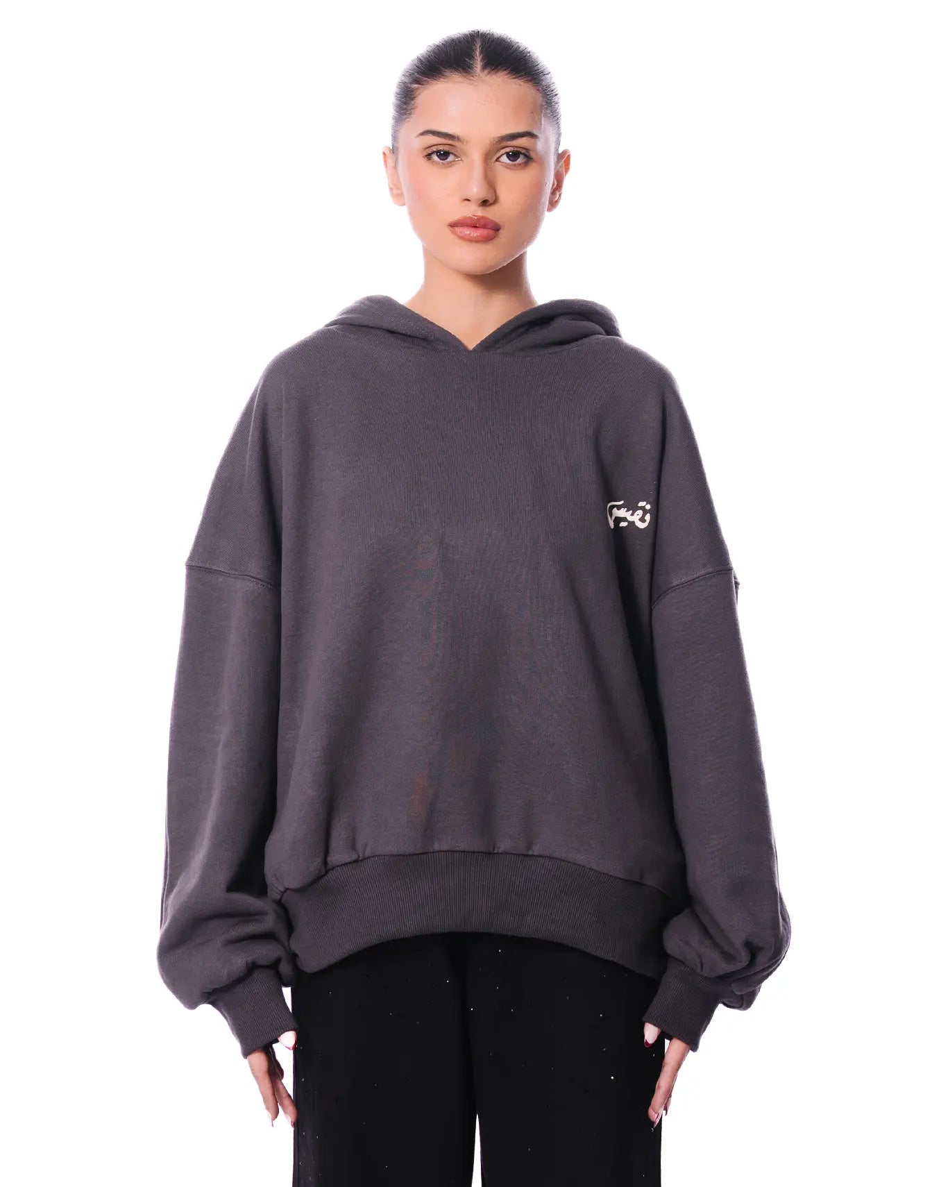 Naqees Charcoal Charcoal Reversible Balloon Hoodie - CULT - haider