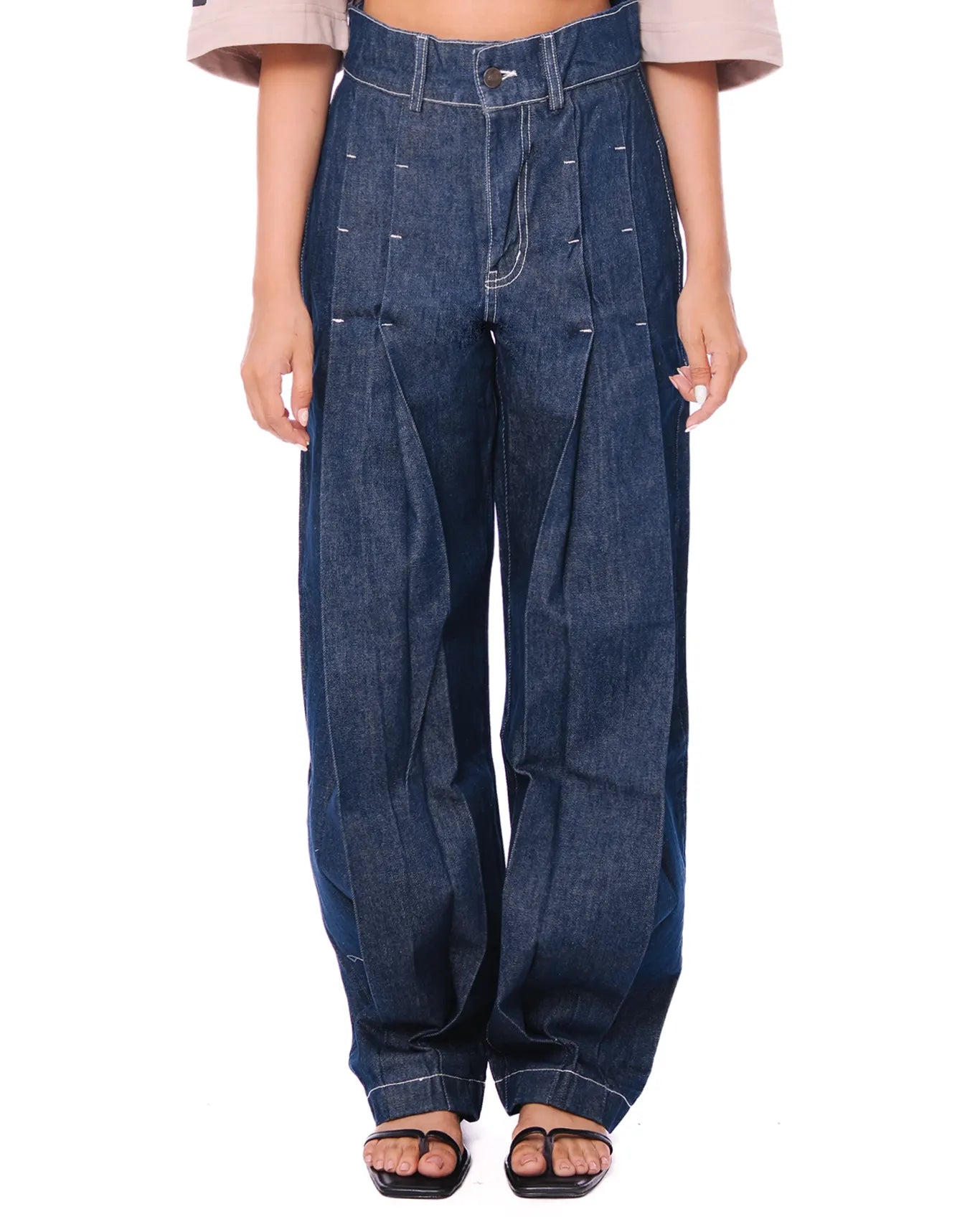 naqees denim pleated pants cult store pakistan
