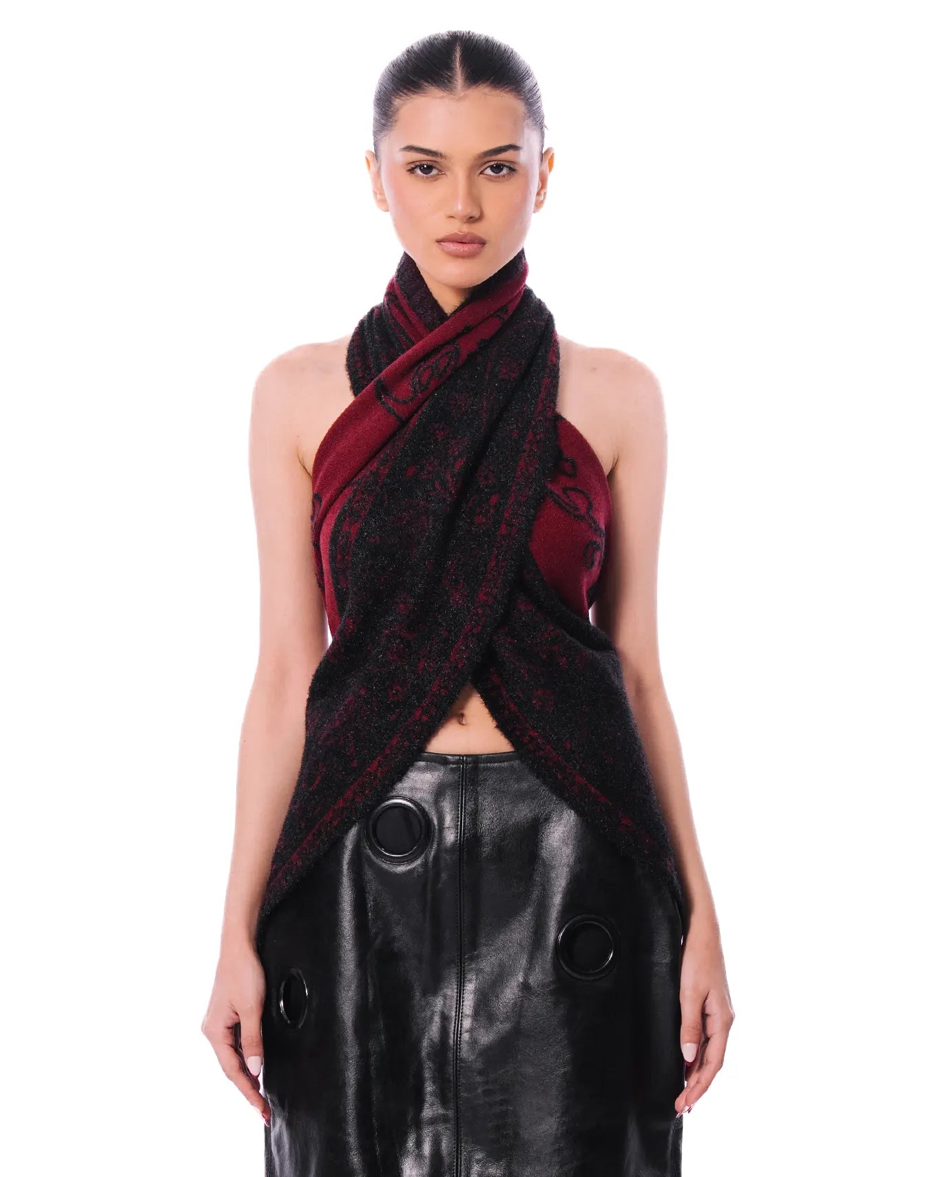 Naqees Maroon Maroon Wool Scarf - CULT - haider