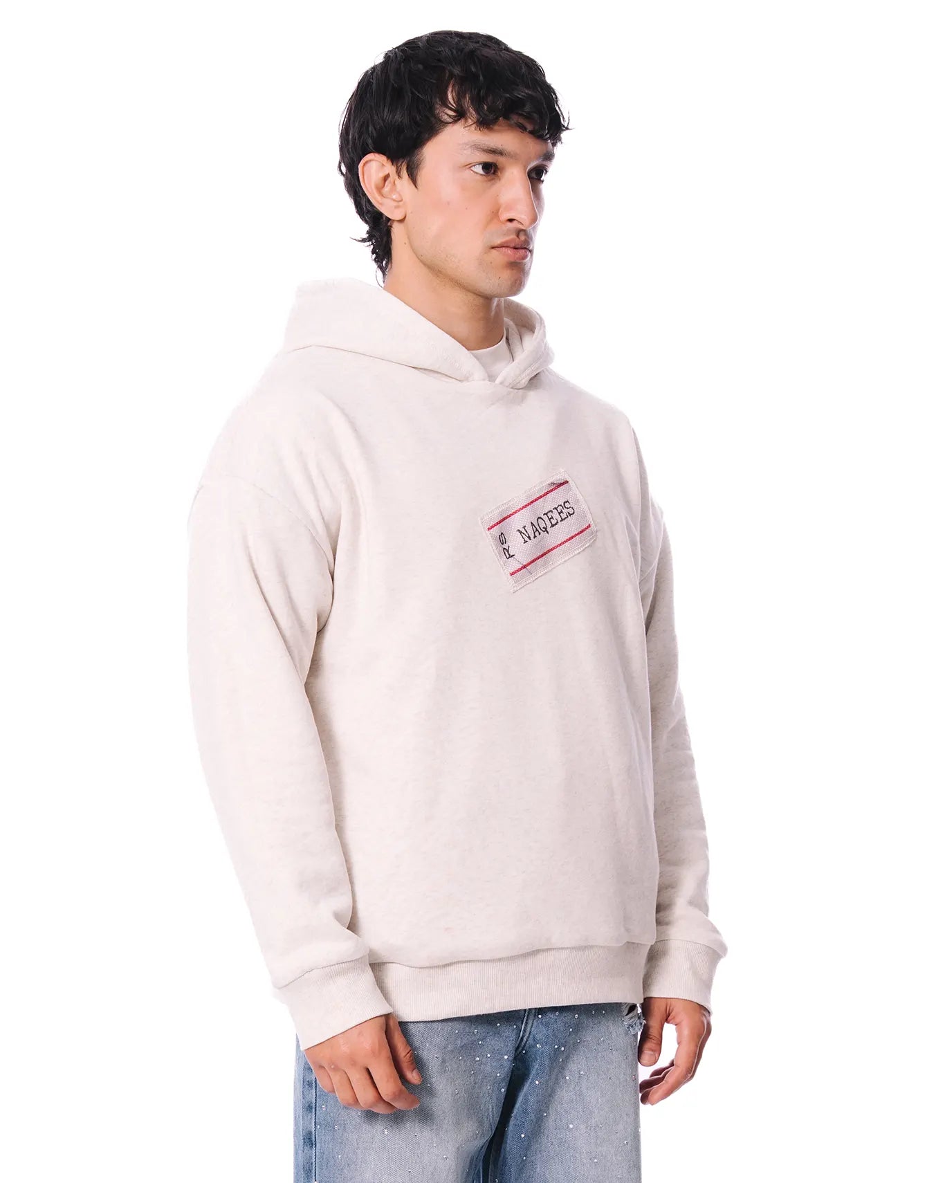 Naqees White Oatmeal Reversible Hoodie - CULT - haider