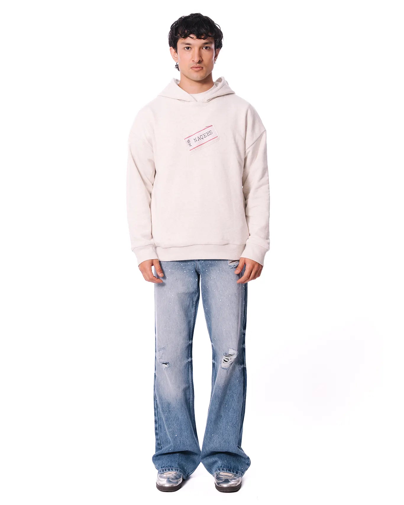 Naqees White Oatmeal Reversible Hoodie - CULT - haider