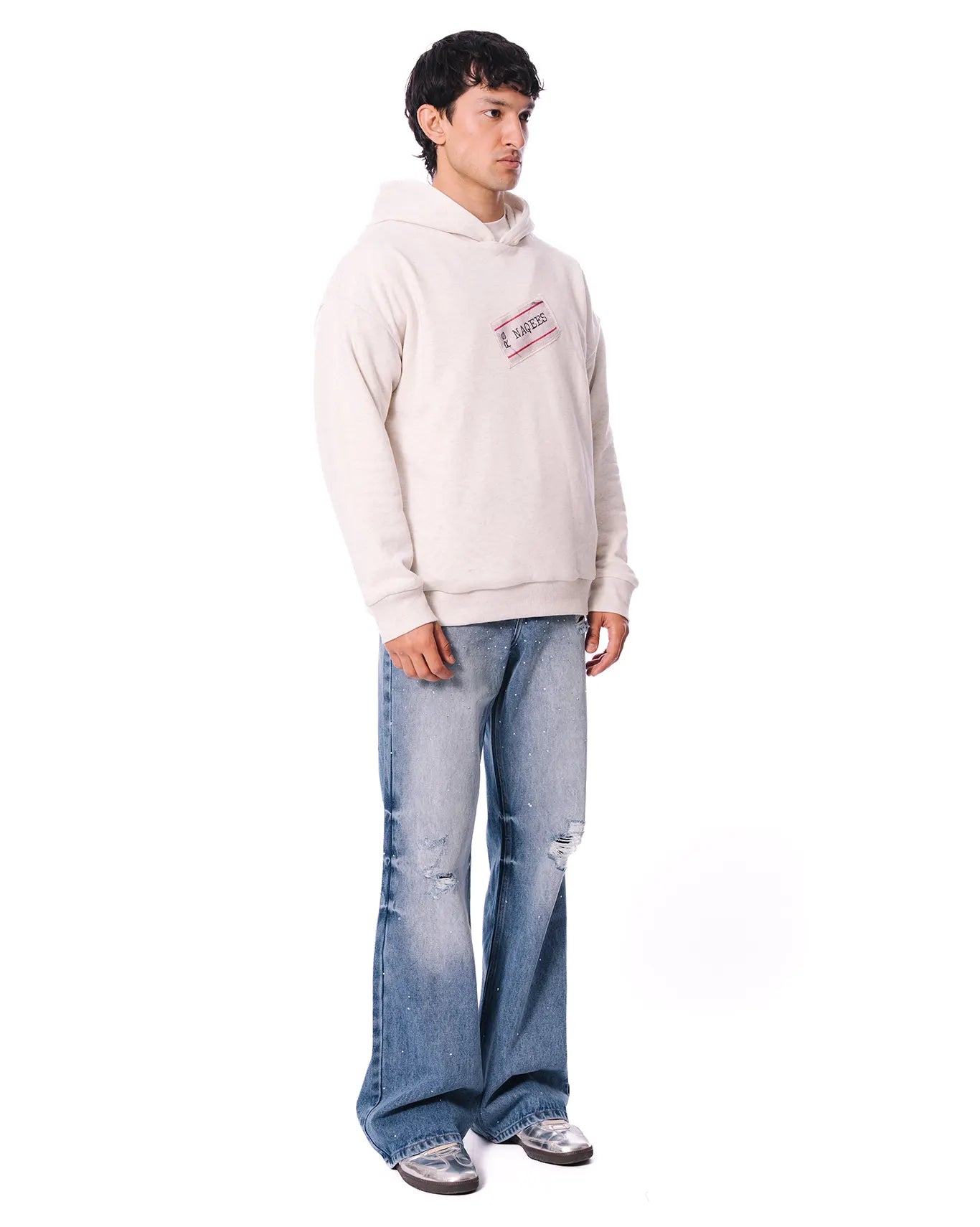 Naqees White Oatmeal Reversible Hoodie - CULT - haider