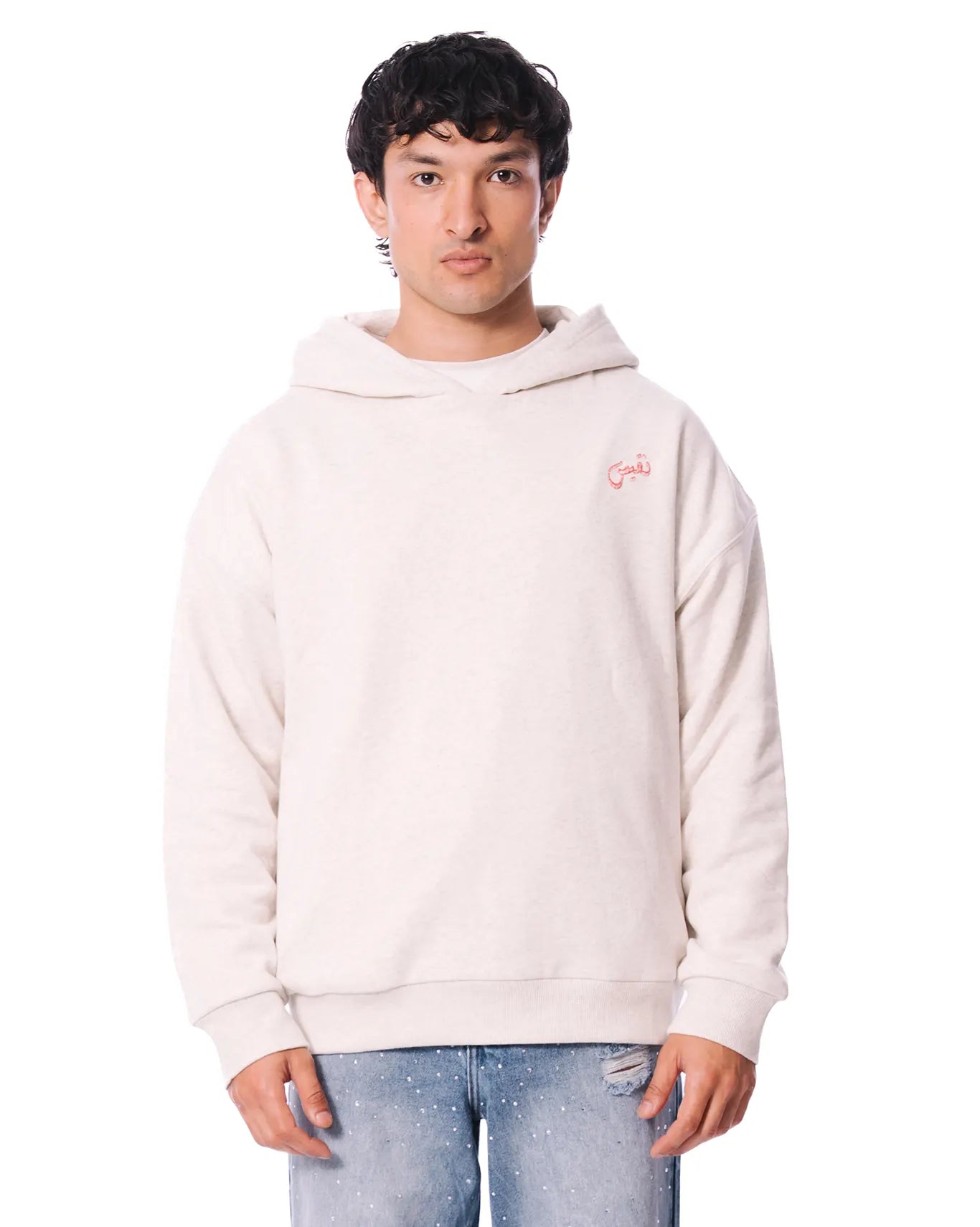 Naqees White Oatmeal Reversible Hoodie - CULT - haider