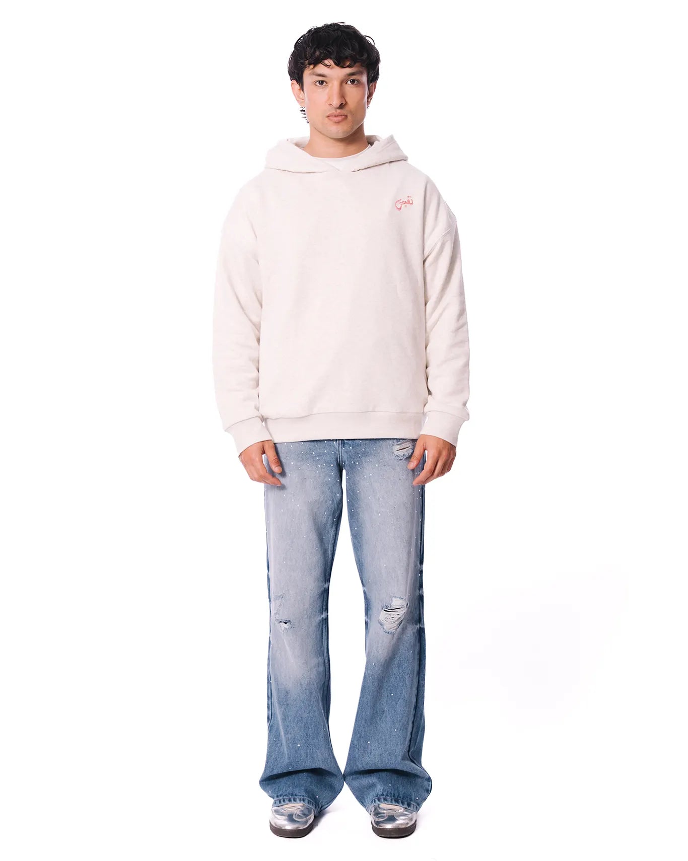 Naqees White Oatmeal Reversible Hoodie - CULT - haider