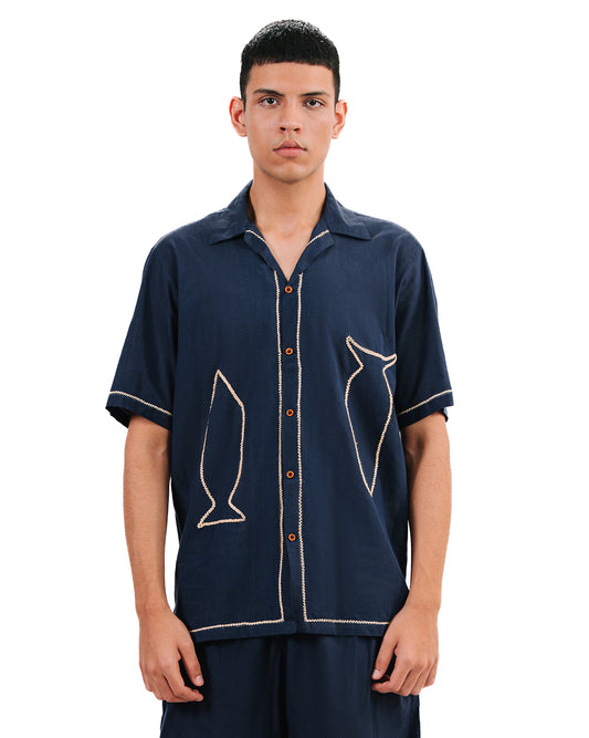 oga Blue Two Fish Shirt cult karachi