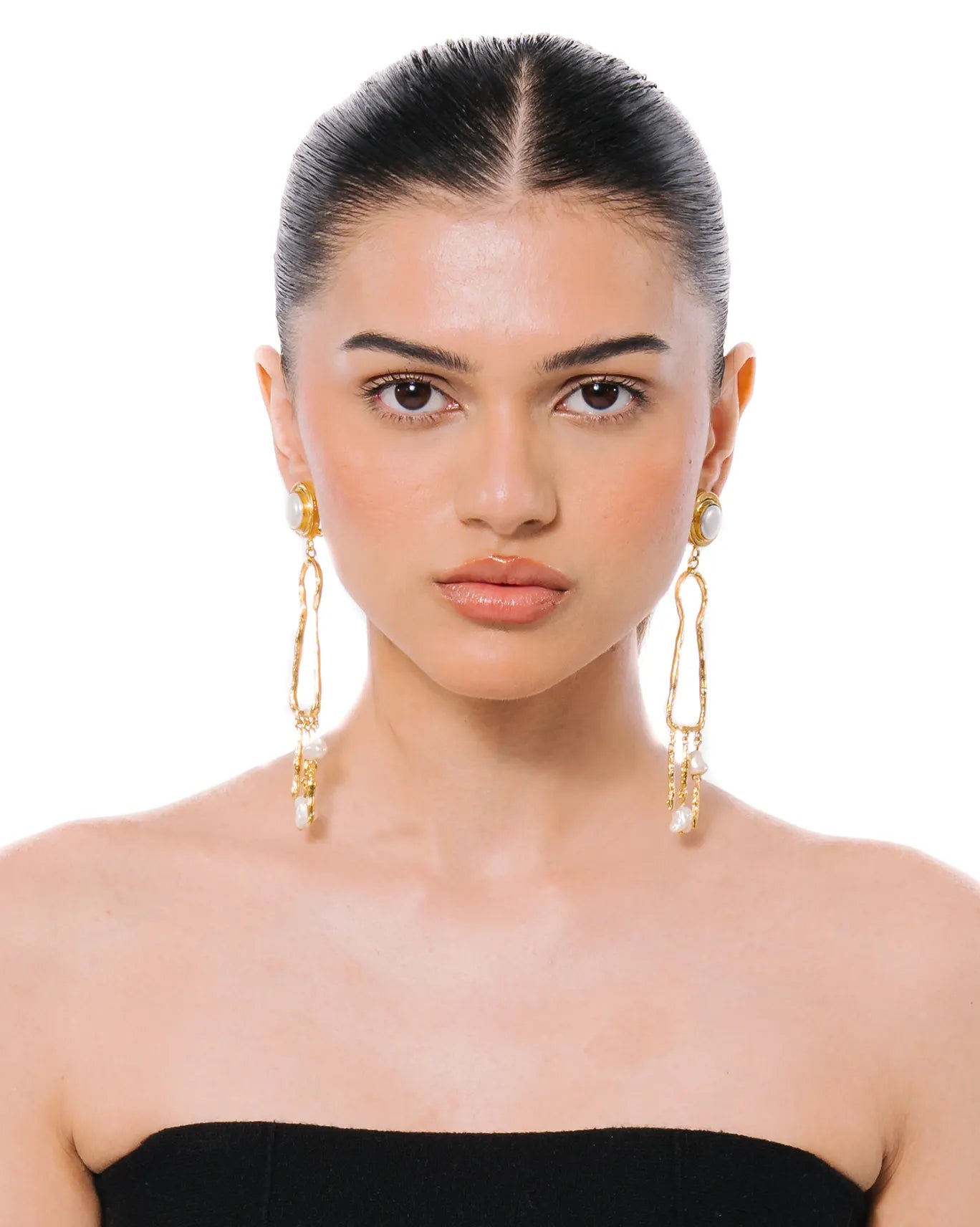 project 1959 Gold Pearl Keyhole Earrings cult store karachi pakistan