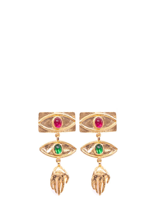 project 1959 gold stone eye earrings cult store pakistan