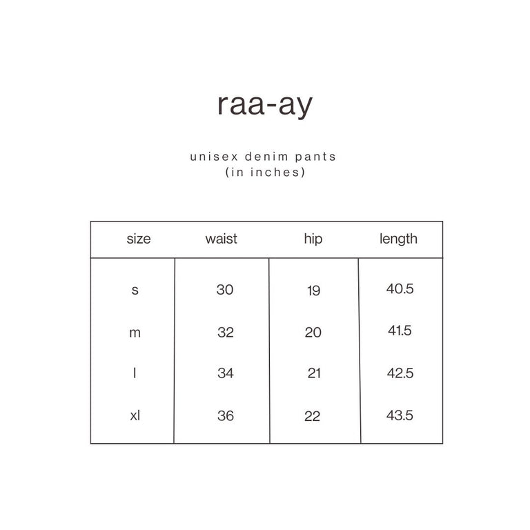 Size Guide for Dark Blue Baggy Fit Jeans