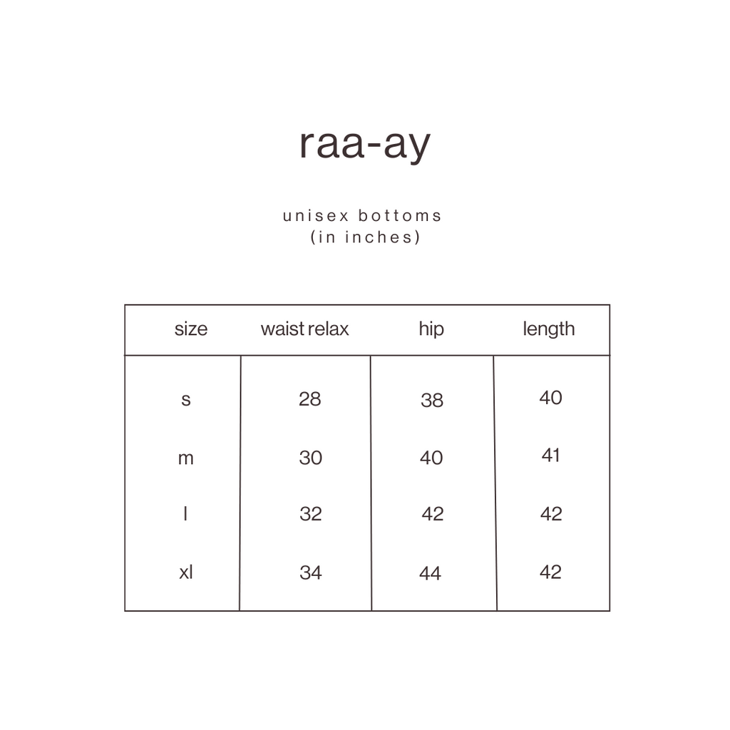 Size Guide for Straight Leg Pants