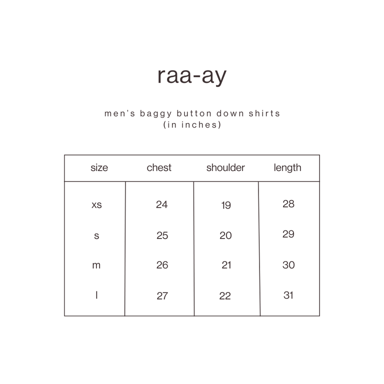 Size Guide for White Oversized Button Down