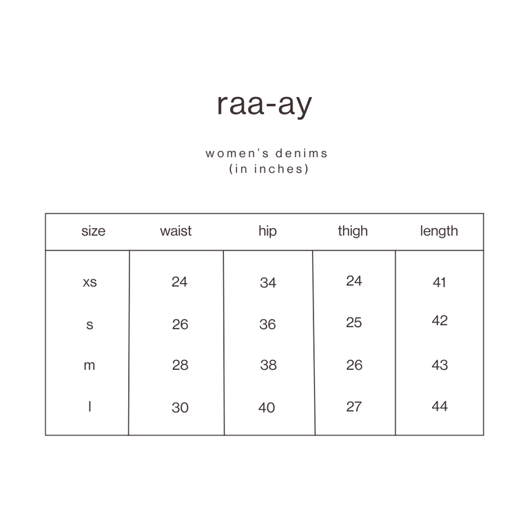 Size Guide for Blue Denim Maxi Skirt