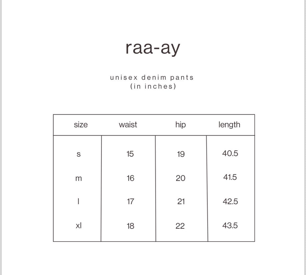 Size Guide for Baggy Loose Fit Pants