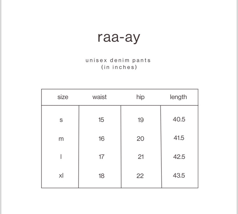 Size Guide for Black Baggy Loose Fit Pants