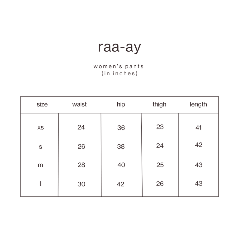 Size Guide for Olive Loose Cargo Pants