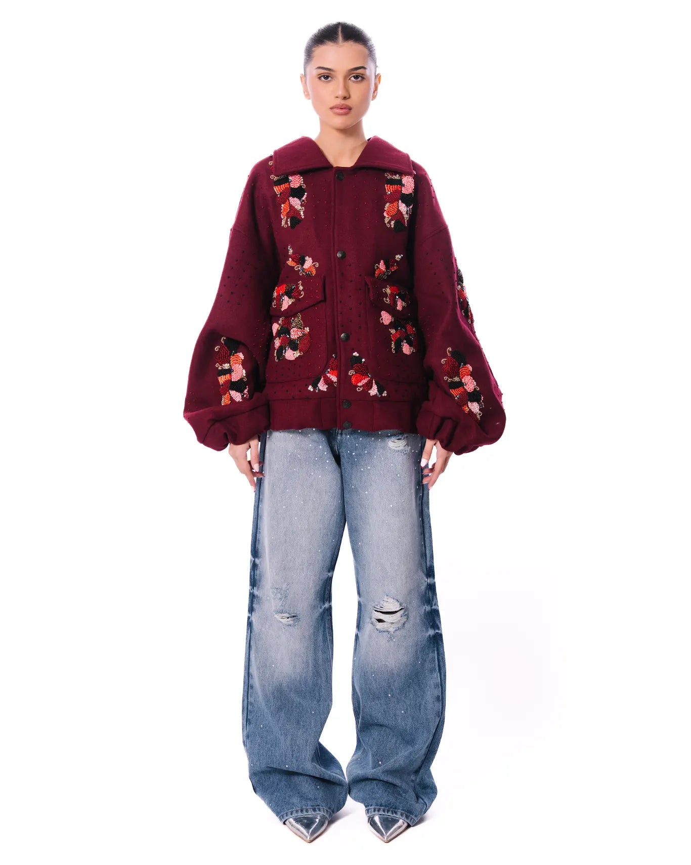 Dreams of Arthur Red Red French Knots Embroidered Jacket - CULT - haider