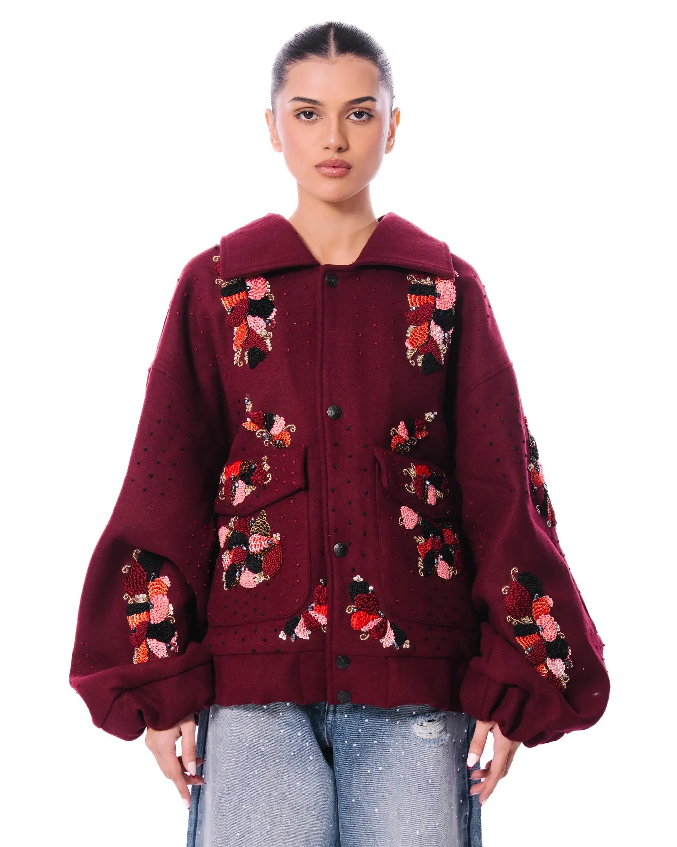 Dreams of Arthur Red Red French Knots Embroidered Jacket - CULT - haider