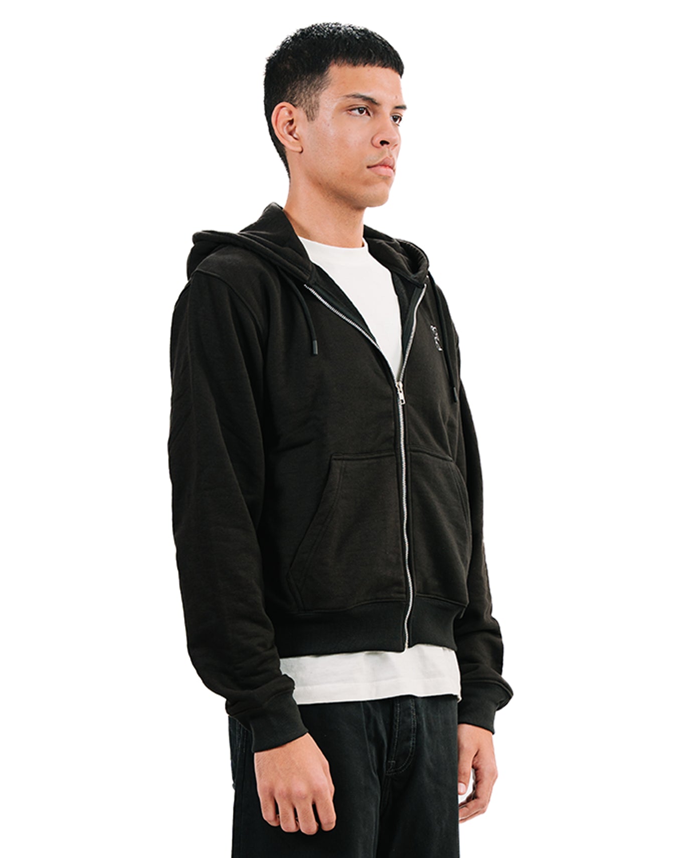 supperclub Black Embroided Logo Zip-up Hoodie men women